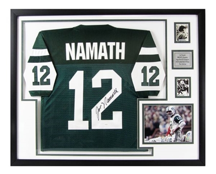 Joe Namath Signed New York Jets Jersey Framed Display